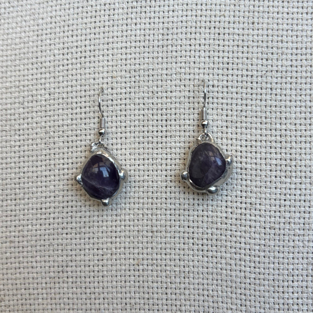 Dotted Amethyst Dangle Earrings