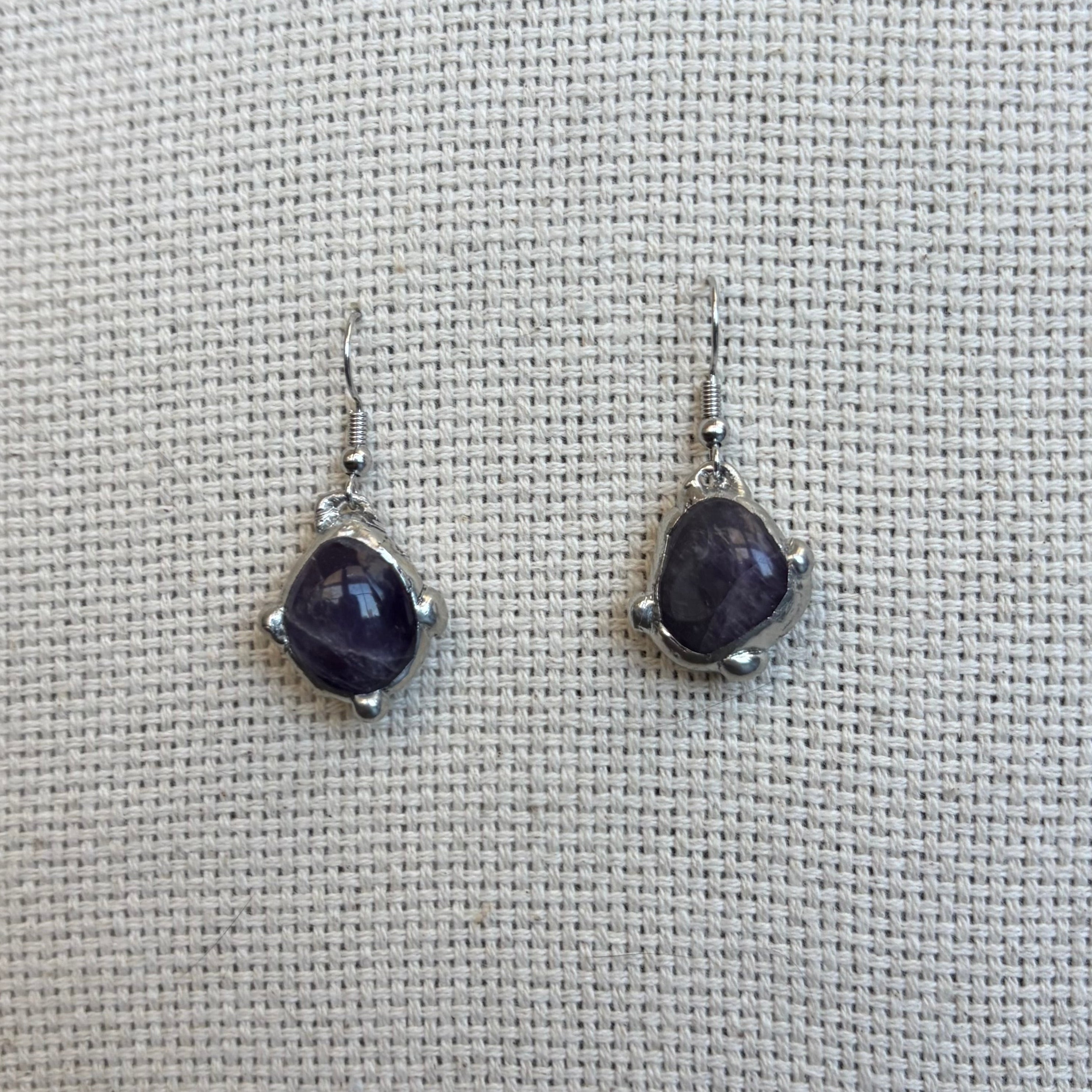 Dotted Amethyst Dangle Earrings