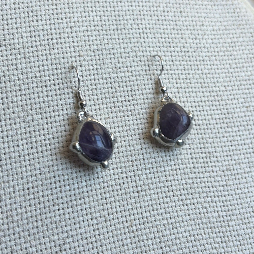 Dotted Amethyst Dangle Earrings