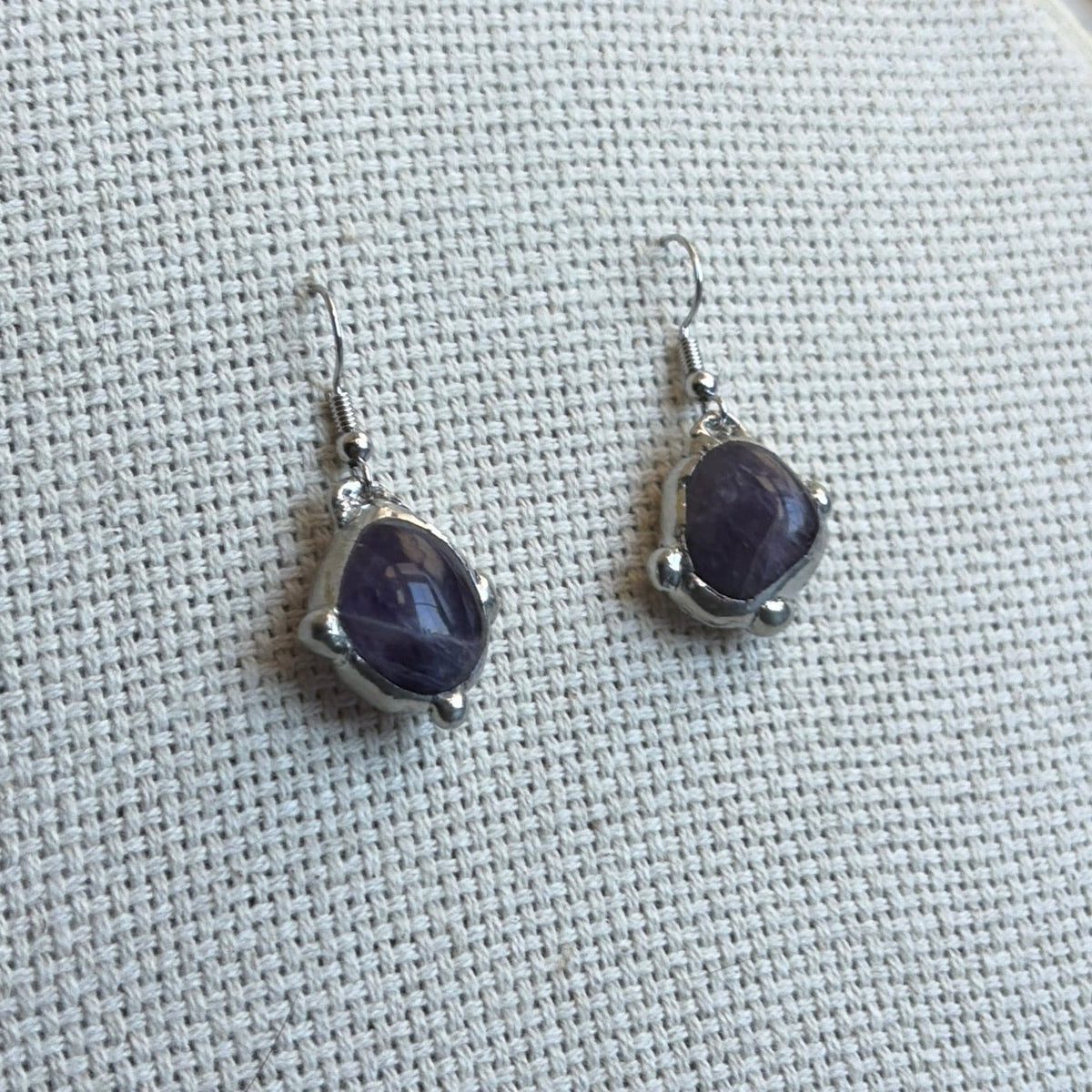 Dotted Amethyst Dangle Earrings