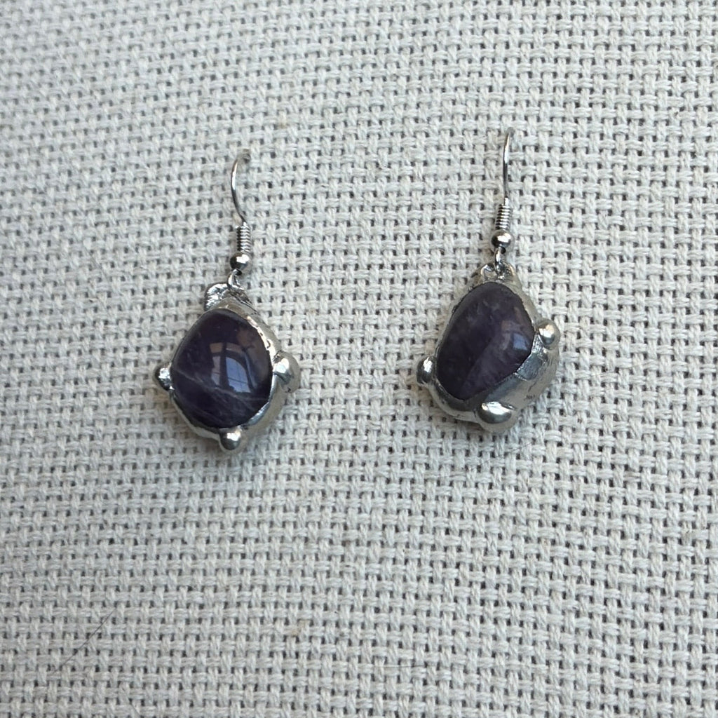 Dotted Amethyst Dangle Earrings