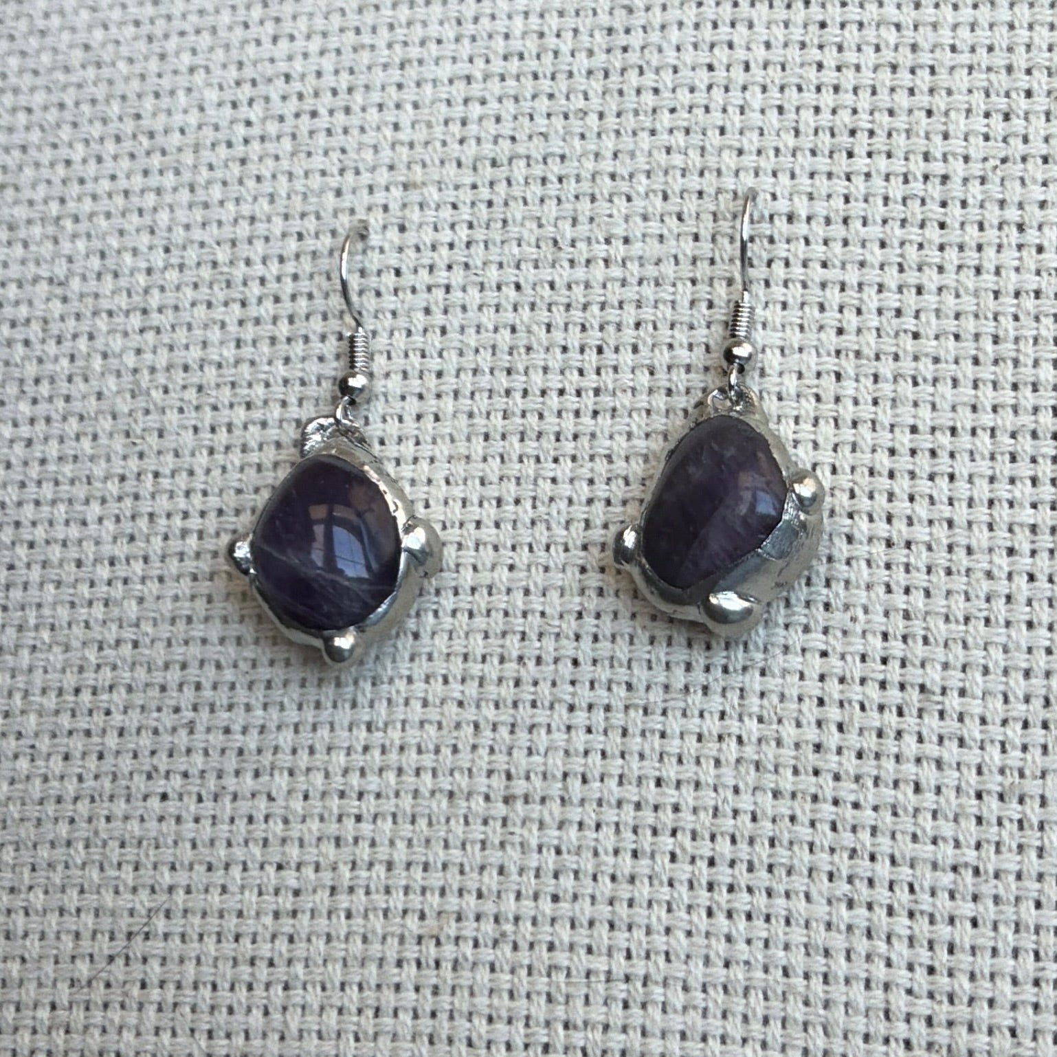 Dotted Amethyst Dangle Earrings