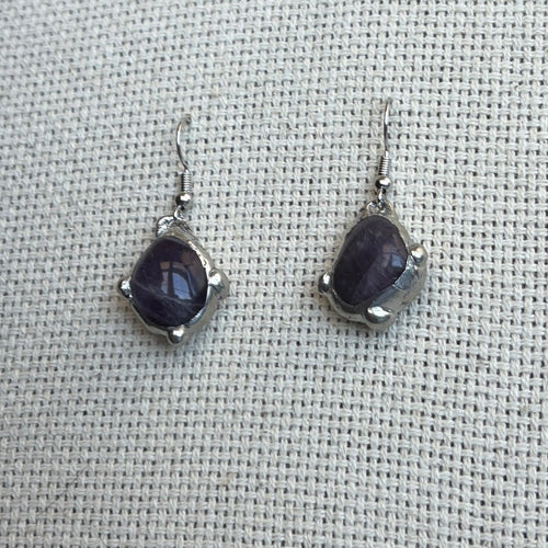 Dotted Amethyst Dangle Earrings
